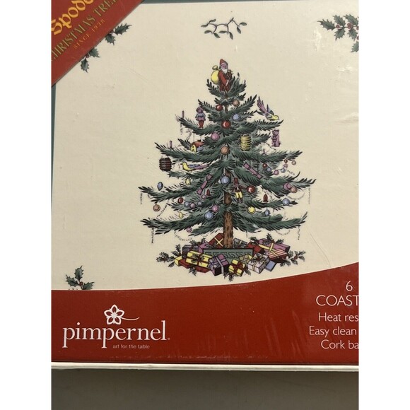 New Sealed Pimpernel Spode Christmas Tree Coasters 6pc - Picture 3 of 9